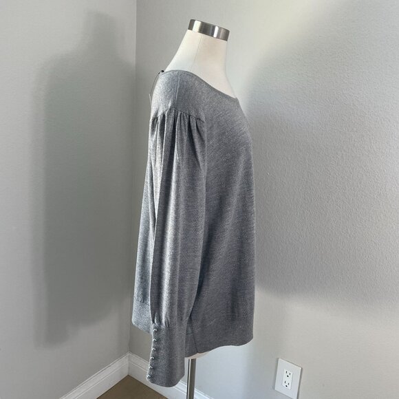 NEW Talbots Plus 3X Gray Metallic Sweater Merino Wool Blend Long Sleeve Knit Top - Picture 3 of 10